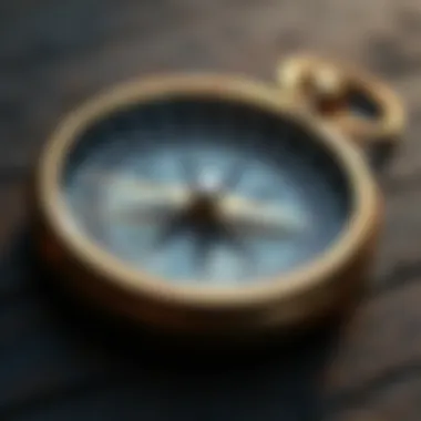 A close-up of a compass indicating direction in life