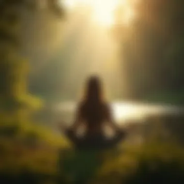 A serene figure meditating in nature