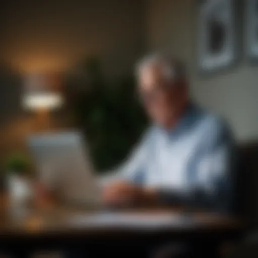 Senior individual engaged in a remote work environment