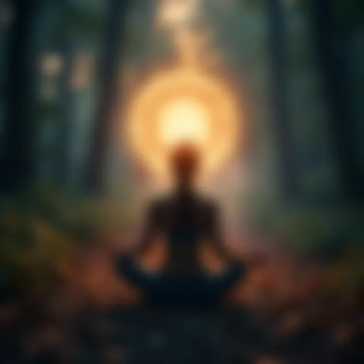 A person meditating with a light aura representing inner awareness