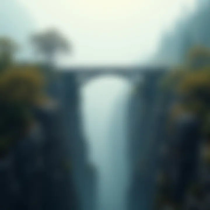 A bridge connecting two cliffs, symbolizing connection