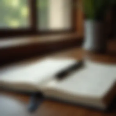 Reflective Writing for Self-Awareness A journal and pen on a wooden table