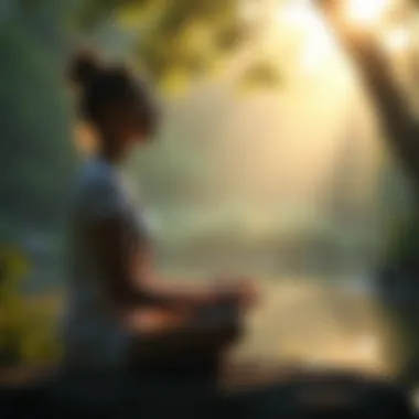 An individual practicing mindfulness in a tranquil setting