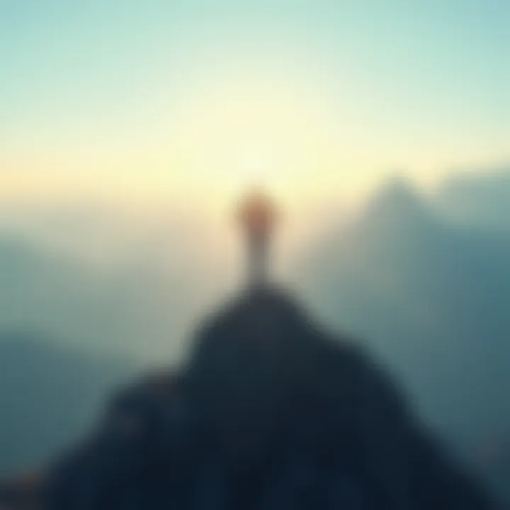 A person standing confidently on a mountain peak