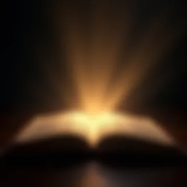 An open book with light shining from it representing knowledge